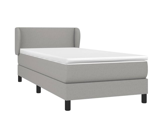 Conforama Cama Box Spring Con Colchón Tela Gris Claro 80x200 Cm Diseño Plano