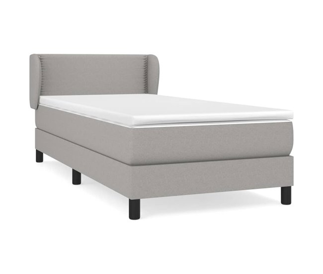 Conforama Cama box spring con colchón tela gris claro 80x200 cm Liso con clavos