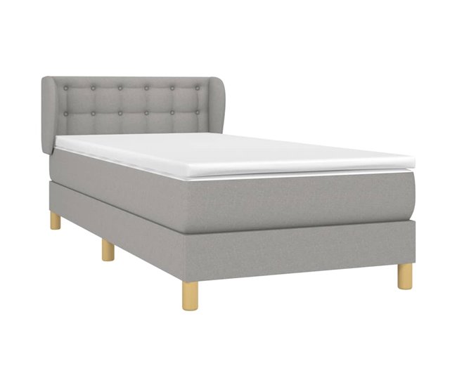 Conforama Cama Box Spring Con Colchón Tela Gris Claro 80x200 Cm Botones