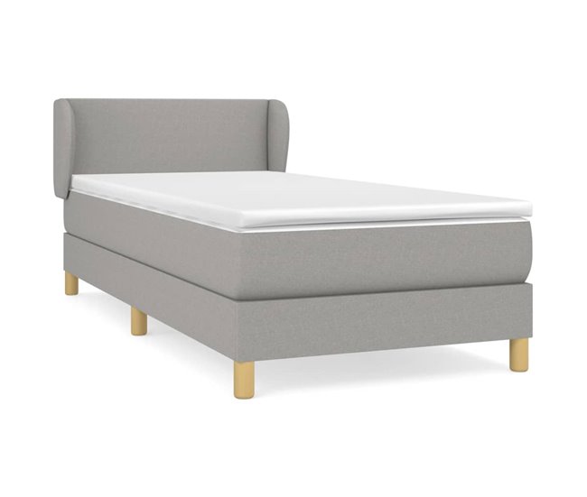 Conforama Cama box spring con colchón tela gris claro 80x200 cm Diseño plano