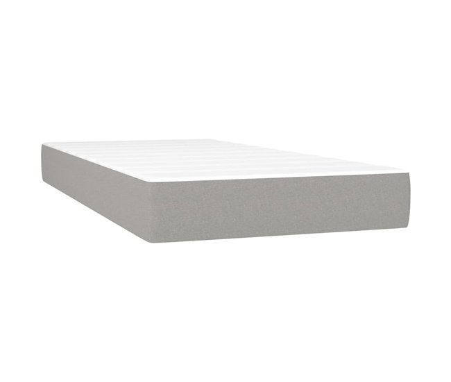 Conforama Cama Box Spring Con Colchón Tela Gris Claro 80x200 Cm Bloques Con Cuadros