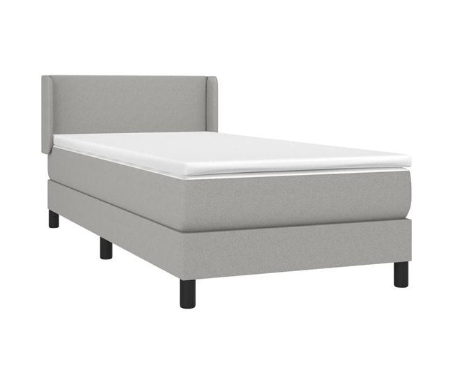 Conforama Cama Box Spring Con Colchón Tela Gris Claro 90x190 Cm Diseño Plano
