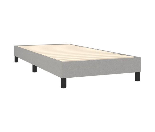 Conforama Cama Box Spring Con Colchón Tela Gris Claro 90x190 Cm Diseño Plano