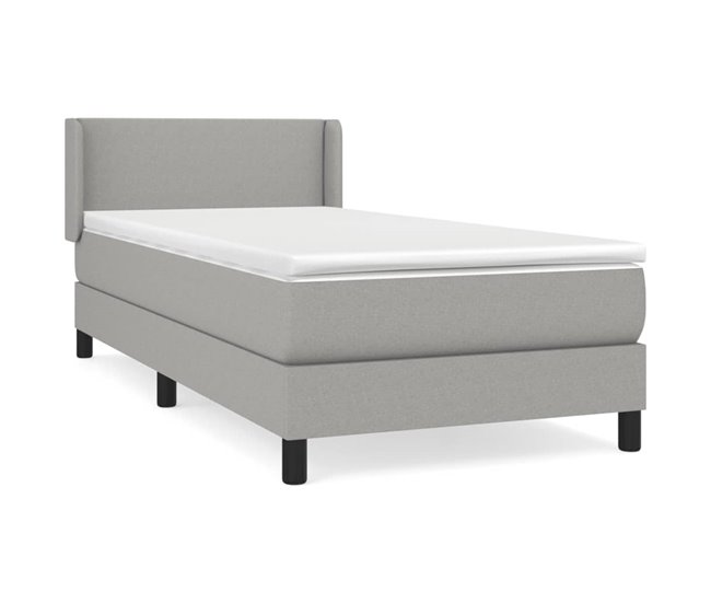 Conforama Cama box spring con colchón tela gris claro 90x190 cm Diseño plano