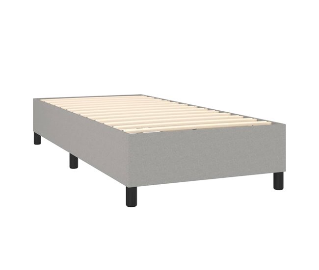 Conforama Cama Box Spring Con Colchón Tela Gris Claro 90x190 Cm Botones