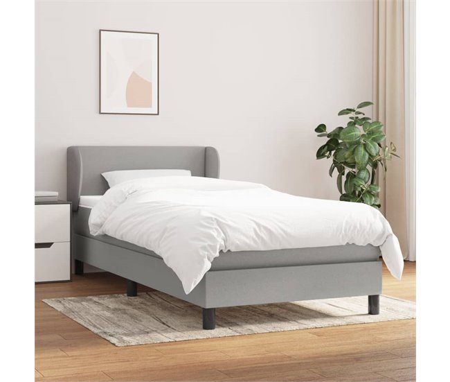 Conforama Cama Box Spring Con Colchón Tela Gris Claro 90x190 Cm Diseño Plano
