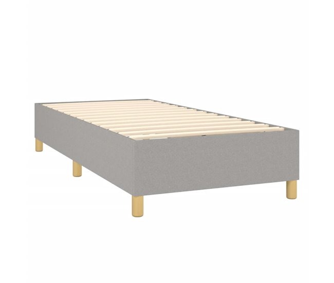 Conforama Cama Box Spring Con Colchón Tela Gris Claro 90x190 Cm Diseño De Botones