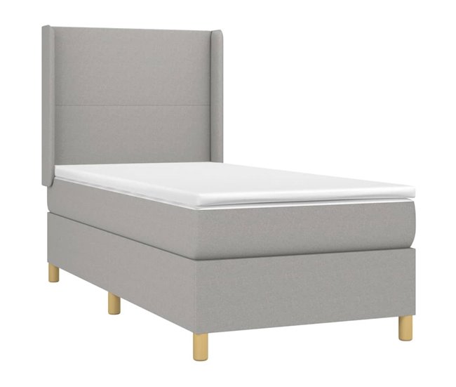 Conforama Cama Box Spring Con Colchón Tela Gris Claro 90x190 Cm Diseño Plano