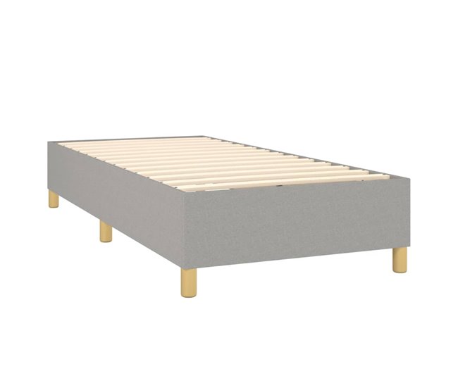 Conforama Cama Box Spring Con Colchón Tela Gris Claro 90x190 Cm Rayas Verticales