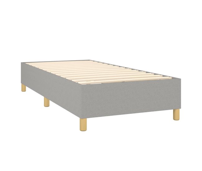 Conforama Cama Box Spring Con Colchón Tela Gris Claro 90x190 Cm Rayas Verticales