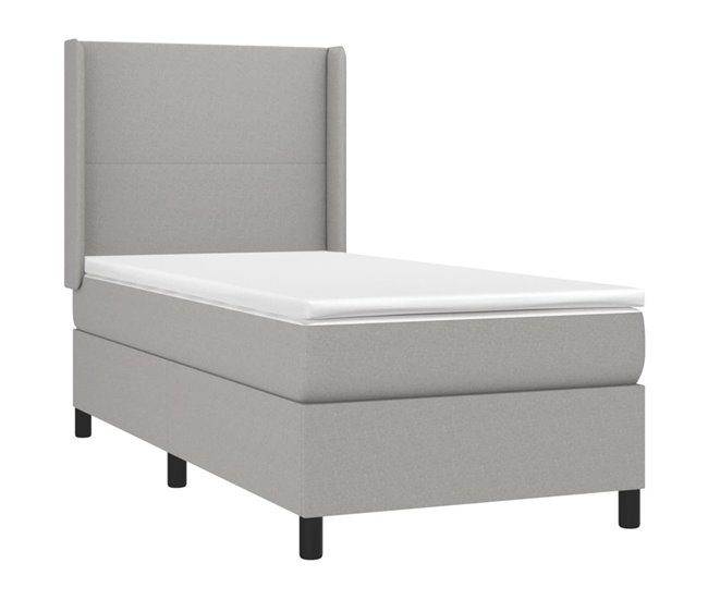 Conforama Cama Box Spring Con Colchón Tela Gris Claro 90x190 Cm Diseño Plano