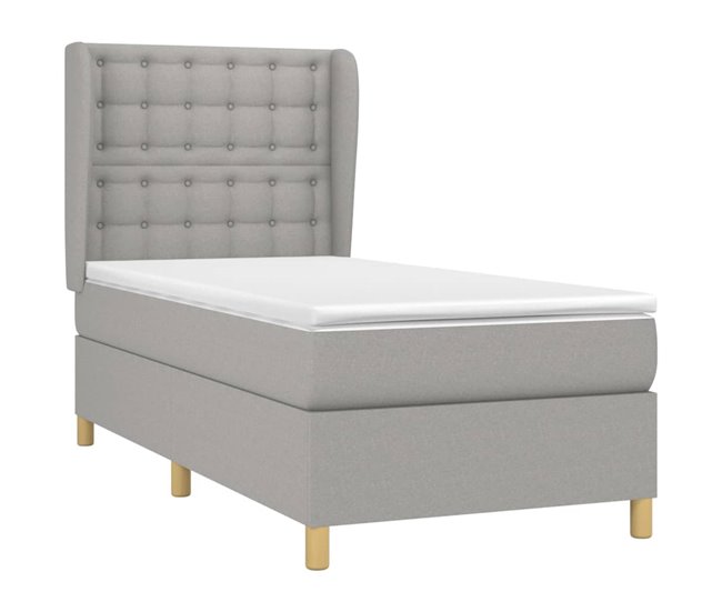 Conforama Cama Box Spring Con Colchón Tela Gris Claro 90x200 Cm Botones