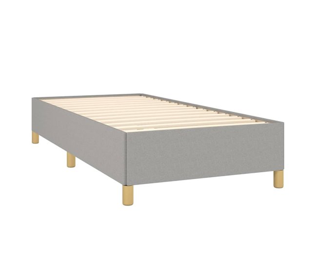 Conforama Cama Box Spring Con Colchón Tela Gris Claro 90x200 Cm Rayas Horizontales