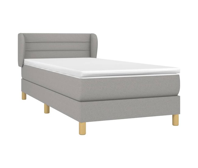 Conforama Cama Box Spring Con Colchón Tela Gris Claro 90x200 Cm Rayas Horizontales