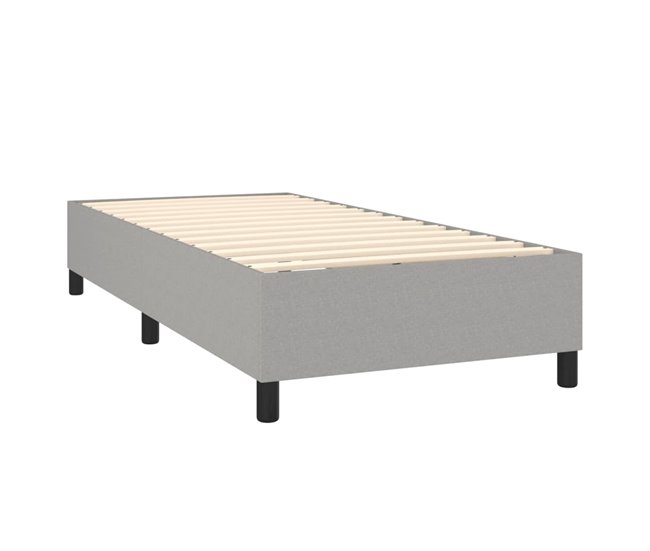 Conforama Cama Box Spring Con Colchón Tela Gris Claro 90x200 Cm Diseño De Botones