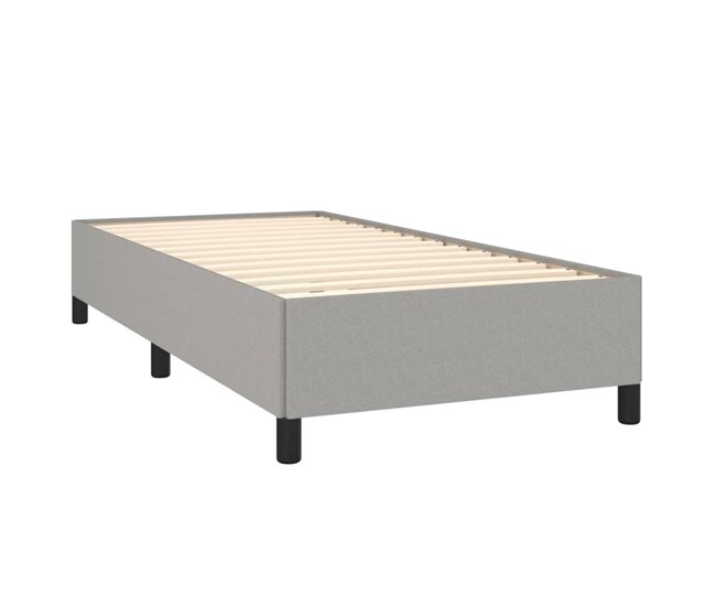 Conforama Cama Box Spring Con Colchón Tela Gris Claro 90x200 Cm Rayas Horizontales