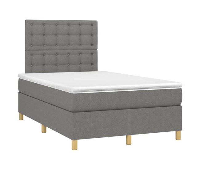 Conforama Cama Box Spring Con Colchón Tela Gris Oscuro 120x200 Cm Botones