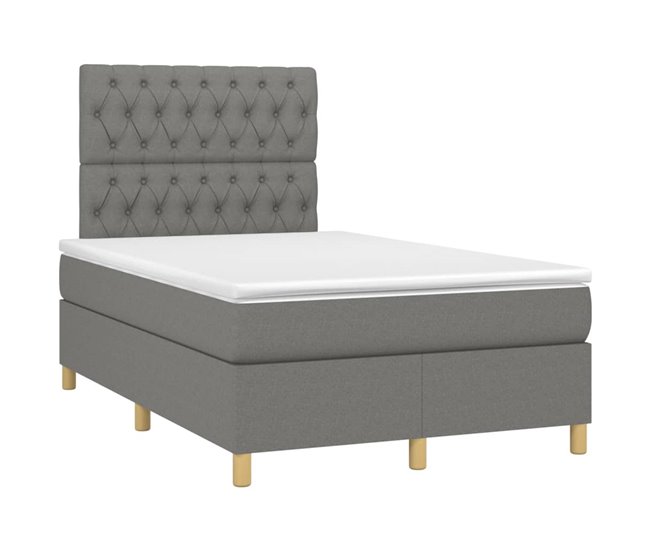 Conforama Cama Box Spring Con Colchón Tela Gris Oscuro 120x200 Cm Diseño De Botones