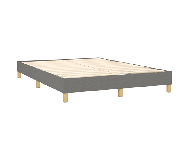 Conforama Cama Box Spring Con Colchón Tela Gris Oscuro 140x200 Cm Diseño Plano