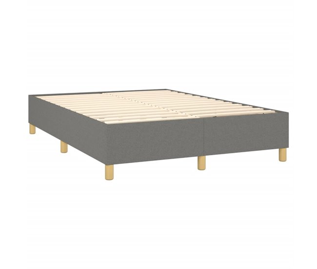 Conforama Cama Box Spring Con Colchón Tela Gris Oscuro 140x200 Cm Rayas Horizontales