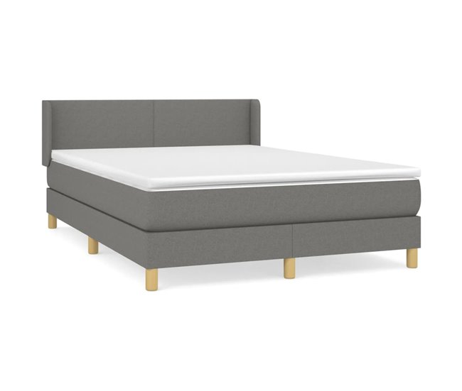 Conforama Cama box spring con colchón tela gris oscuro 140x200 cm Diseño plano