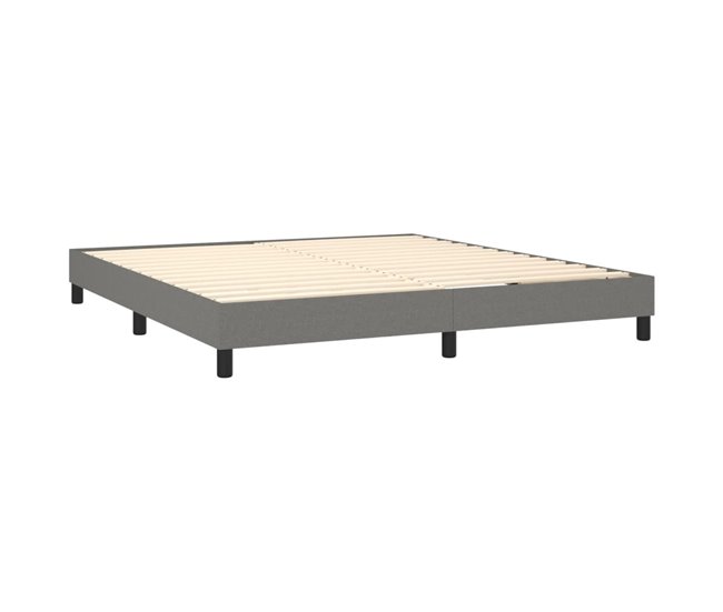 Conforama Cama Box Spring Con Colchón Tela Gris Oscuro 160x200 Cm Rayas Horizontales