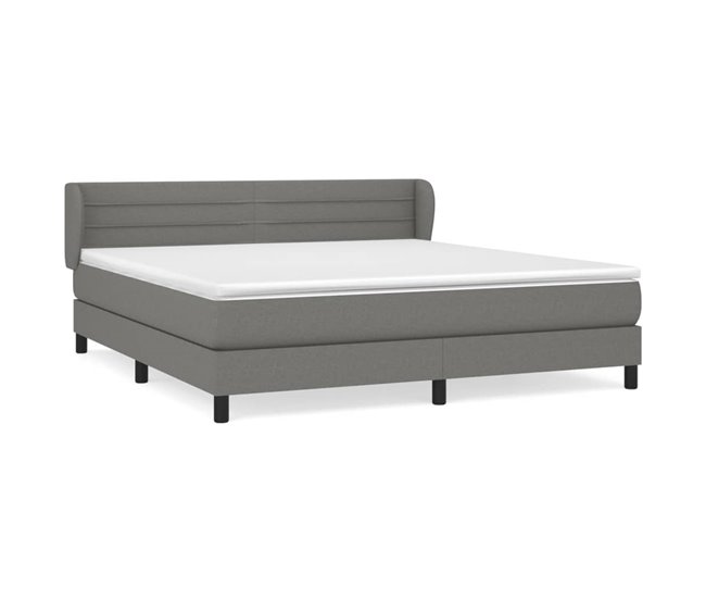 Conforama Cama box spring con colchón tela gris oscuro 160x200 cm Rayas horizontales