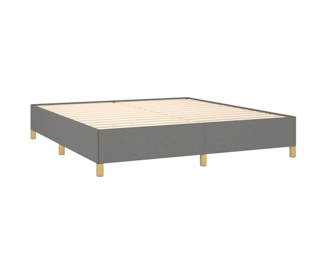 Conforama Cama Box Spring Con Colchón Tela Gris Oscuro 160x200 Cm Rayas Horizontales