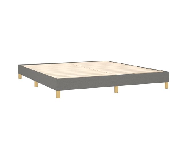 Conforama Cama Box Spring Con Colchón Tela Gris Oscuro 160x200 Cm Rayas Horizontales