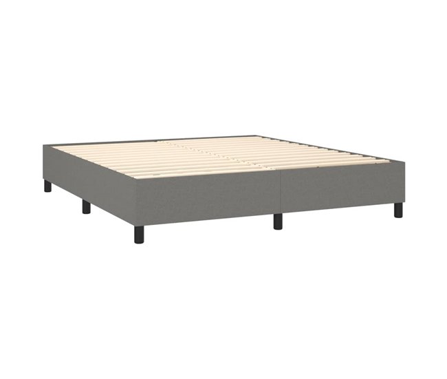 Conforama Cama Box Spring Con Colchón Tela Gris Oscuro 160x200 Cm Rayas Horizontales