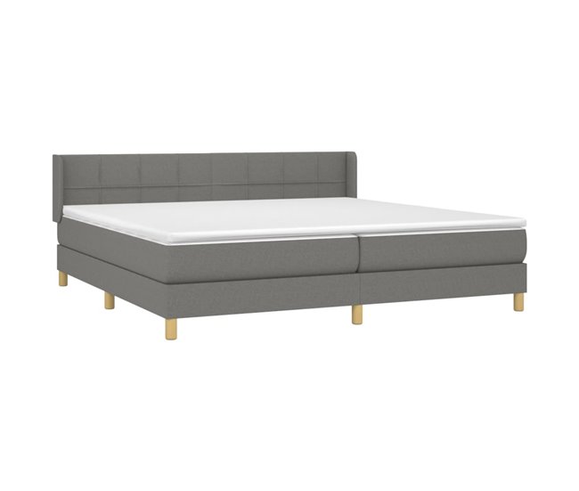 Conforama Cama Box Spring Con Colchón Tela Gris Oscuro 200x200 Cm Bloques Con Cuadros