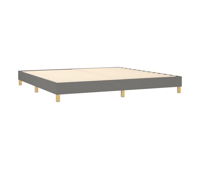 Conforama Cama Box Spring Con Colchón Tela Gris Oscuro 200x200 Cm Liso Con Clavos