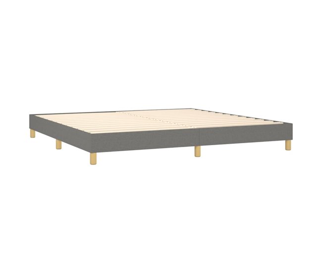 Conforama Cama Box Spring Con Colchón Tela Gris Oscuro 200x200 Cm Rayas Verticales