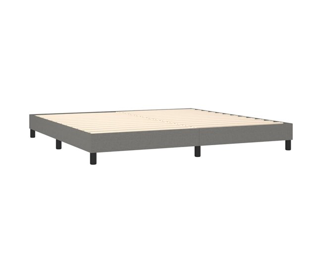 Conforama Cama Box Spring Con Colchón Tela Gris Oscuro 200x200 Cm Liso Con Clavos