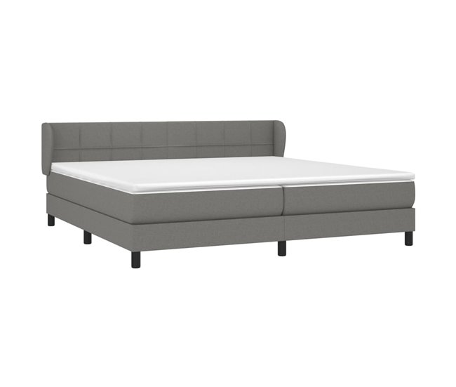 Conforama Cama Box Spring Con Colchón Tela Gris Oscuro 200x200 Cm Bloques Con Cuadros