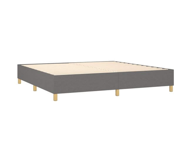 Conforama Cama Box Spring Con Colchón Tela Gris Oscuro 200x200 Cm Bloques Con Cuadros