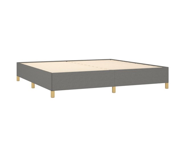 Conforama Cama Box Spring Con Colchón Tela Gris Oscuro 200x200 Cm Rayas Verticales