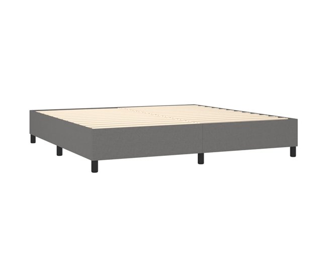 Conforama Cama Box Spring Con Colchón Tela Gris Oscuro 200x200 Cm Bloques Con Cuadros