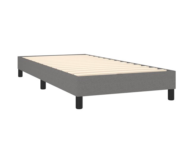 Conforama Cama Box Spring Con Colchón Tela Gris Oscuro 90x190 Cm Diseño De Botones