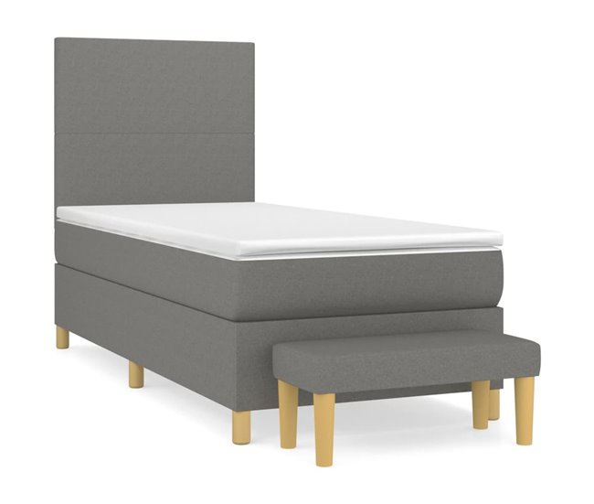 Conforama Cama box spring con colchón tela gris oscuro 90x190 cm Diseño plano