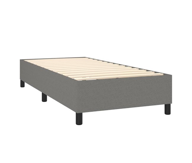 Conforama Cama Box Spring Con Colchón Tela Gris Oscuro 90x190 Cm Bloques Con Cuadros