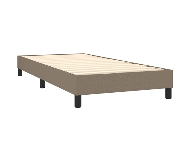 Conforama Cama Box Spring Con Colchón Tela Gris Taupe 100x200 Cm Diseño De Botones