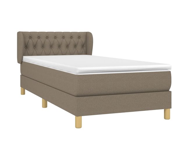 Conforama Cama Box Spring Con Colchón Tela Gris Taupe 100x200 Cm Diseño De Botones
