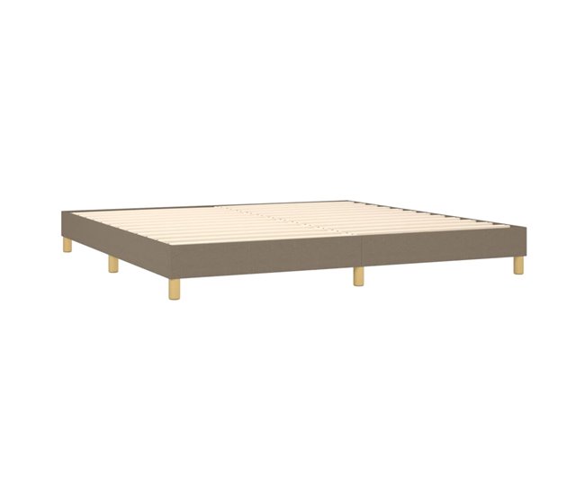 Conforama Cama Box Spring Con Colchón Tela Gris Taupe 200x200 Cm Diseño De Botones