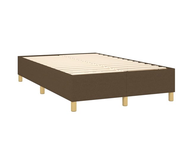 Conforama Cama Box Spring Con Colchón Tela Marrón Oscuro 120x200 Cm Rayas Horizontales