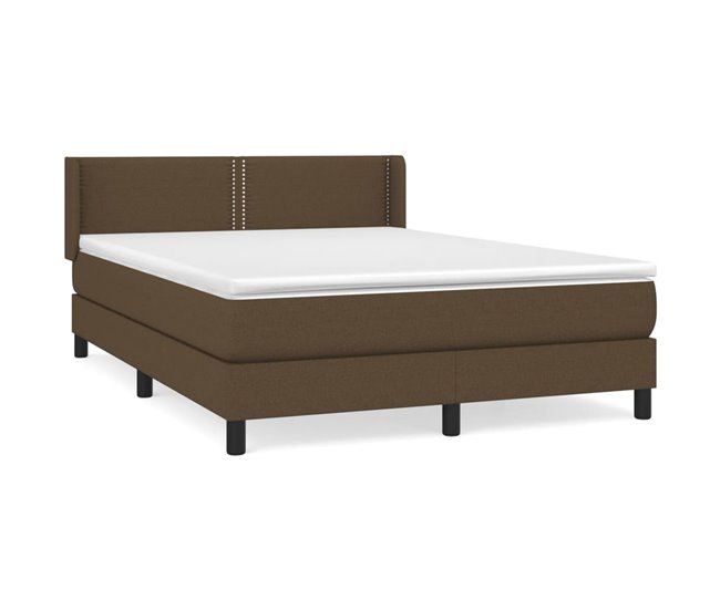 Conforama Cama box spring con colchón tela marrón oscuro 140x200 cm Liso con clavos