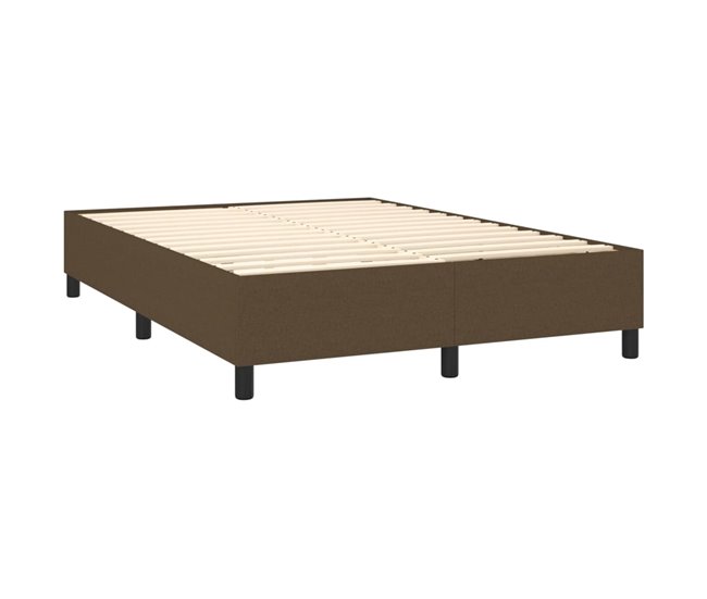 Conforama Cama Box Spring Con Colchón Tela Marrón Oscuro 140x190 Cm Botones