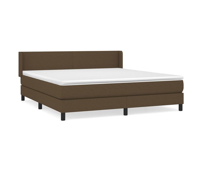 Conforama Cama box spring con colchón tela marrón oscuro 180x200 cm Diseño plano