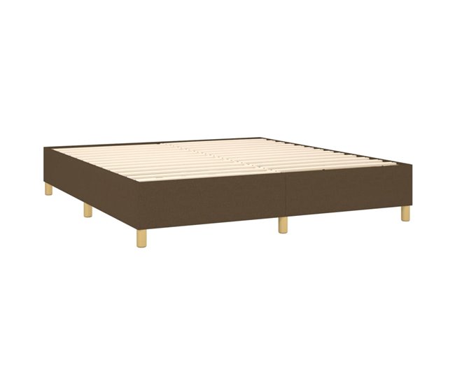 Conforama Cama Box Spring Con Colchón Tela Marrón Oscuro 180x200 Cm Botones