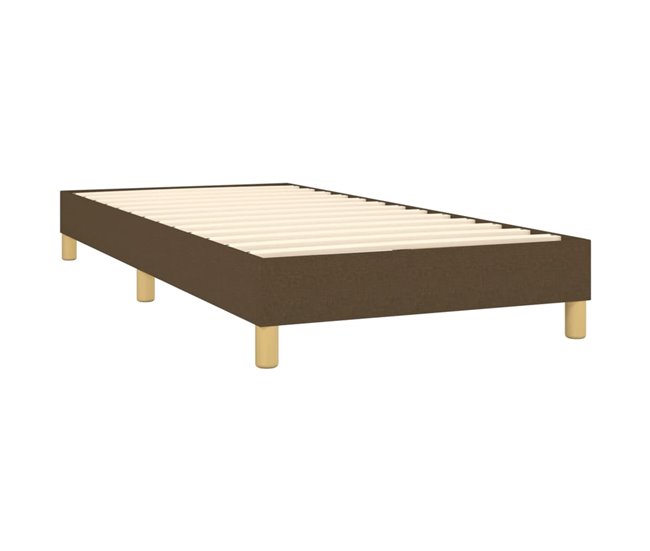 Conforama Cama Box Spring Con Colchón Tela Marrón Oscuro 80x200 Cm Rayas Verticales